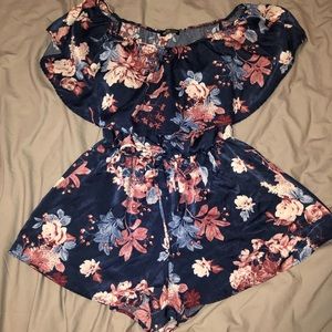 Floral off shoulder romper